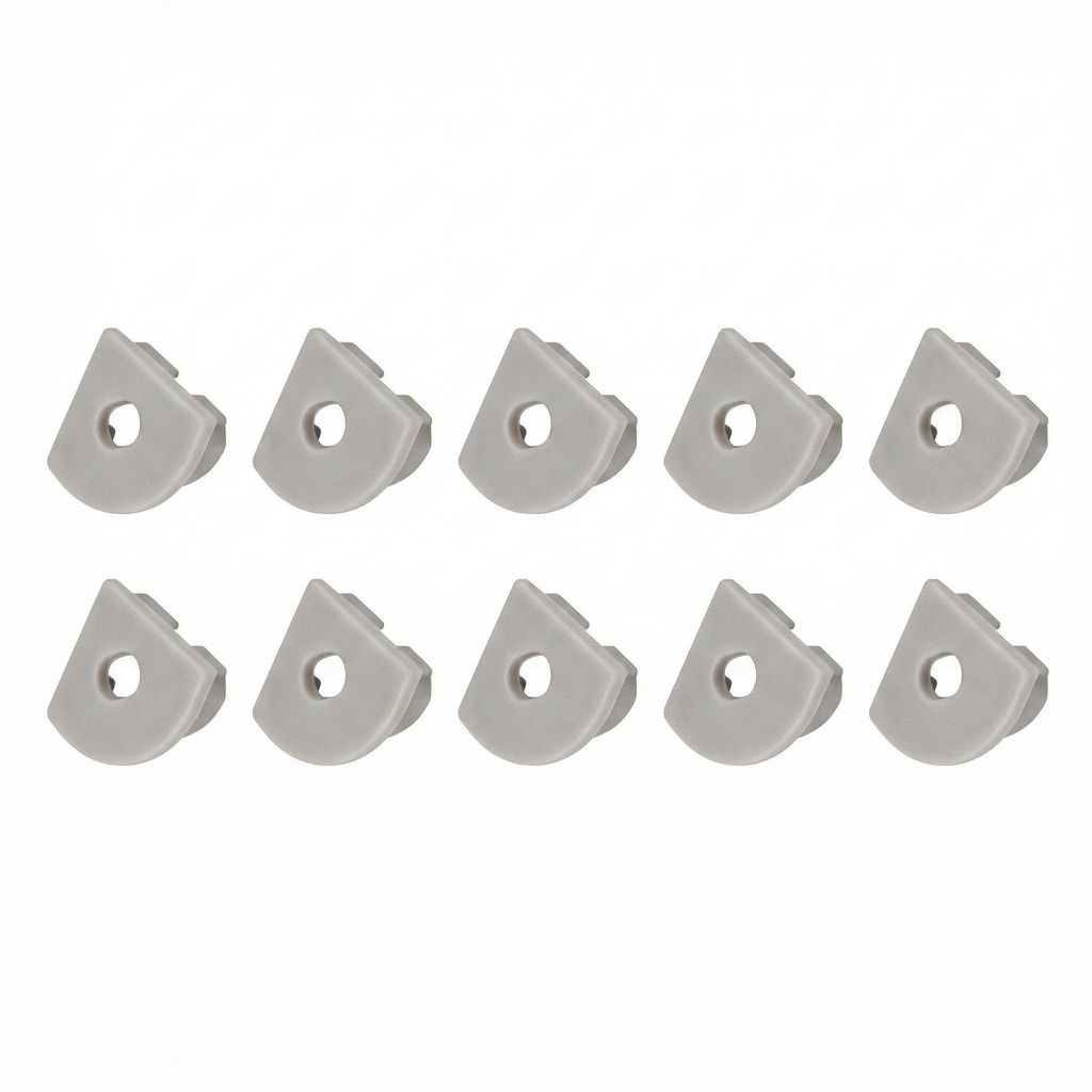 MasterLED 10er Set Endkappen für LED Alu-Profil Eckig Grau mit Loch Zubehör