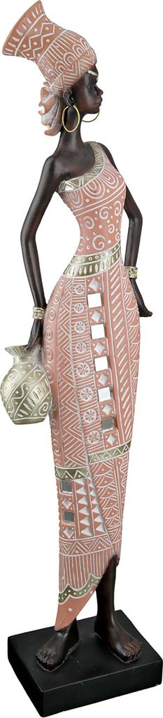 Gilde Figur, Afrikanische Frau, "Malaika", graphisch, Kunstharz, braun, rosa, VE 2, L. 6 cm, B. 8.5 cm, H. 41 cm 37764 4063387377642