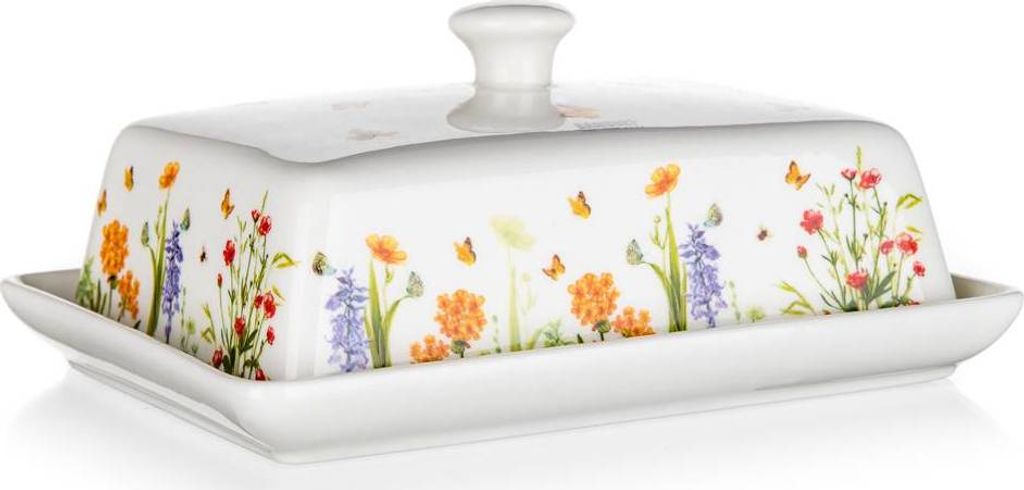 Butterdose, elegante Butterdose aus Keramik, Blumen, Wiese Produktbild 