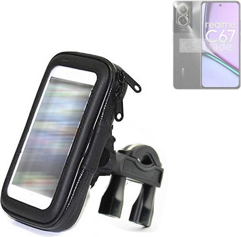 K-S-Trade Fahrrad-Halterung kompatibel mit Realme C67 4G Handy-Halterung Halter Lenkstange Fahrradhalterung Motorrad Bike Mount Wasserabweisend