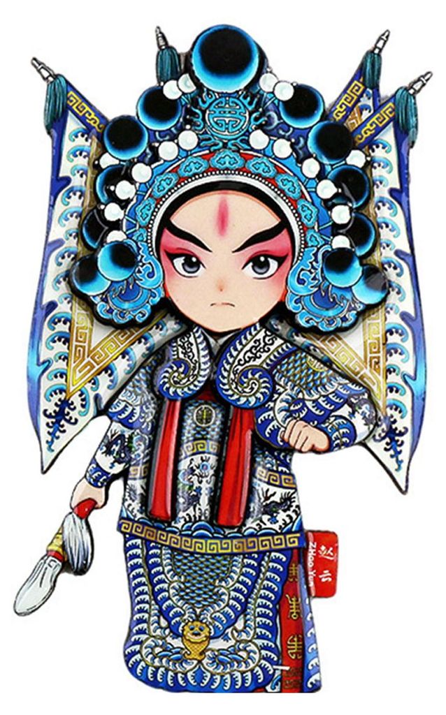 Kühlschrankmagnet mit Peking-Opern-Figur, chinesischer Stil, Holzmagnet mit Peking-Opern-Rolle, Heim- und Küchendekoration