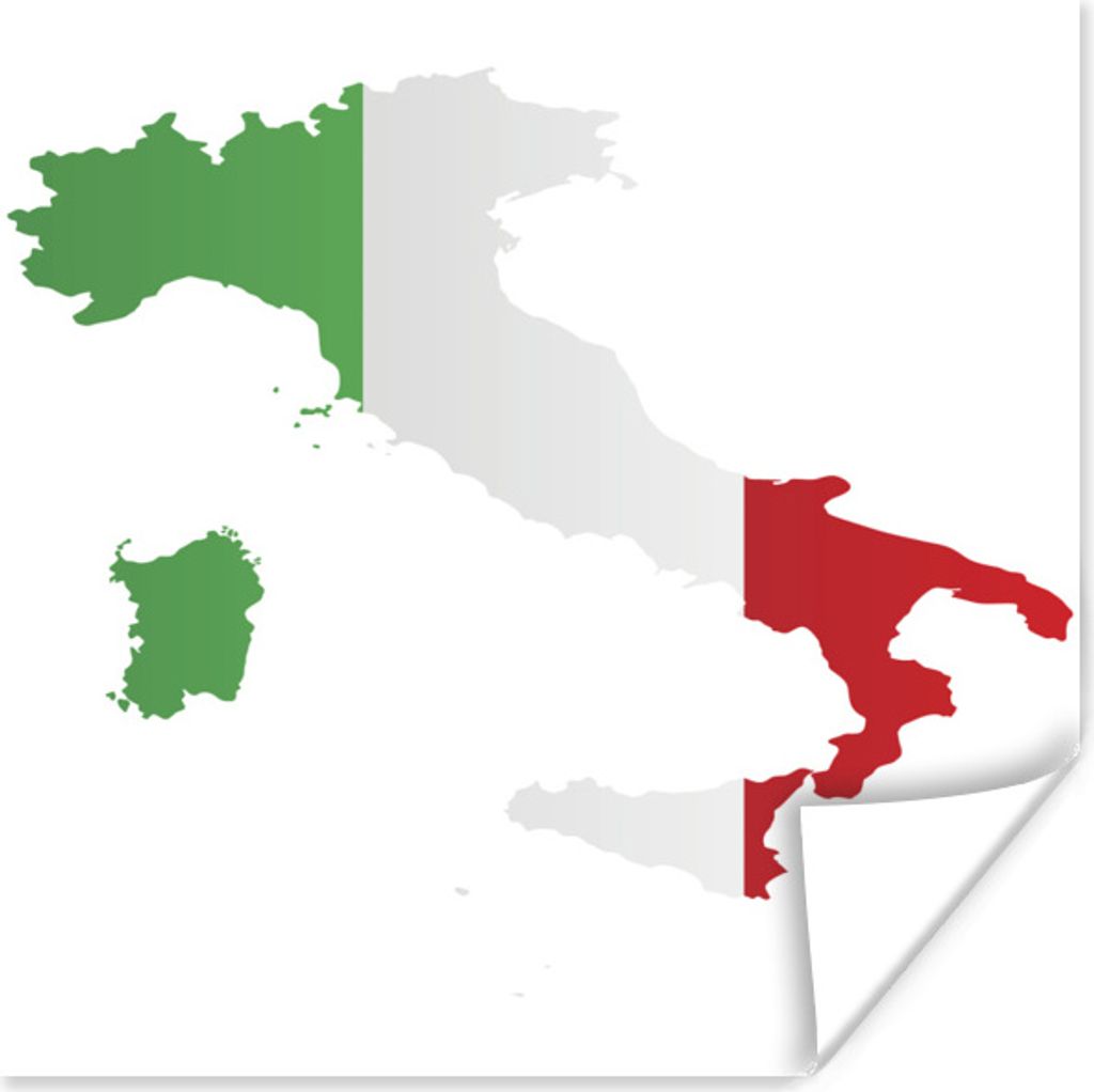 MuchoWow Poster Karte von Italien mit der Flagge 75x75 cm - Wand Dekoration