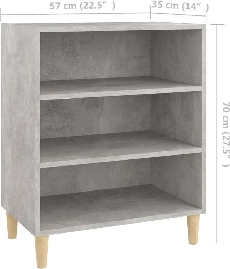 Buffet bas gris béton robuste en bois composite aspect brut loft - 6