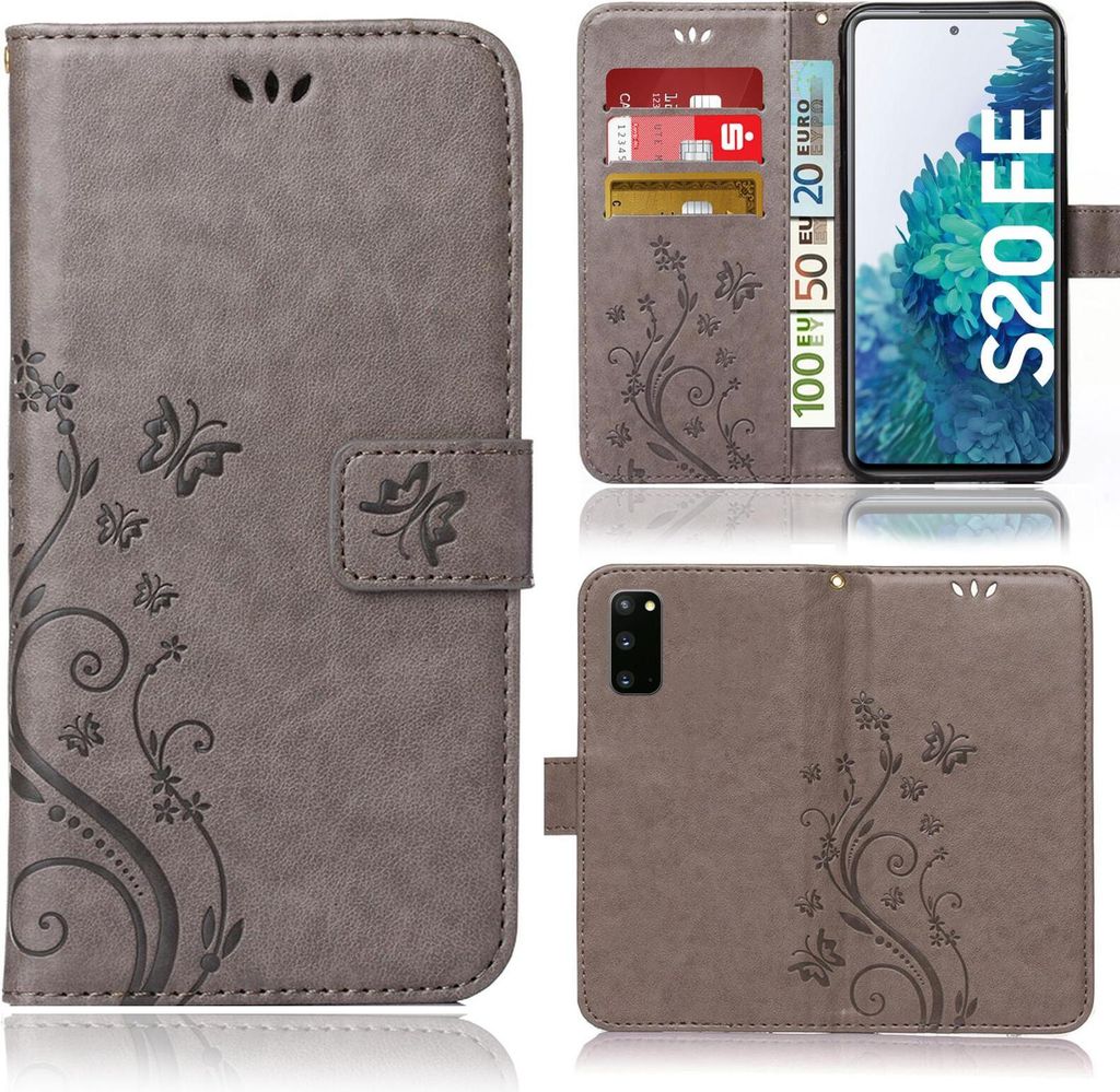 Samsung Galaxy S20 FE Bookstyle Flower Grau Produktbild 