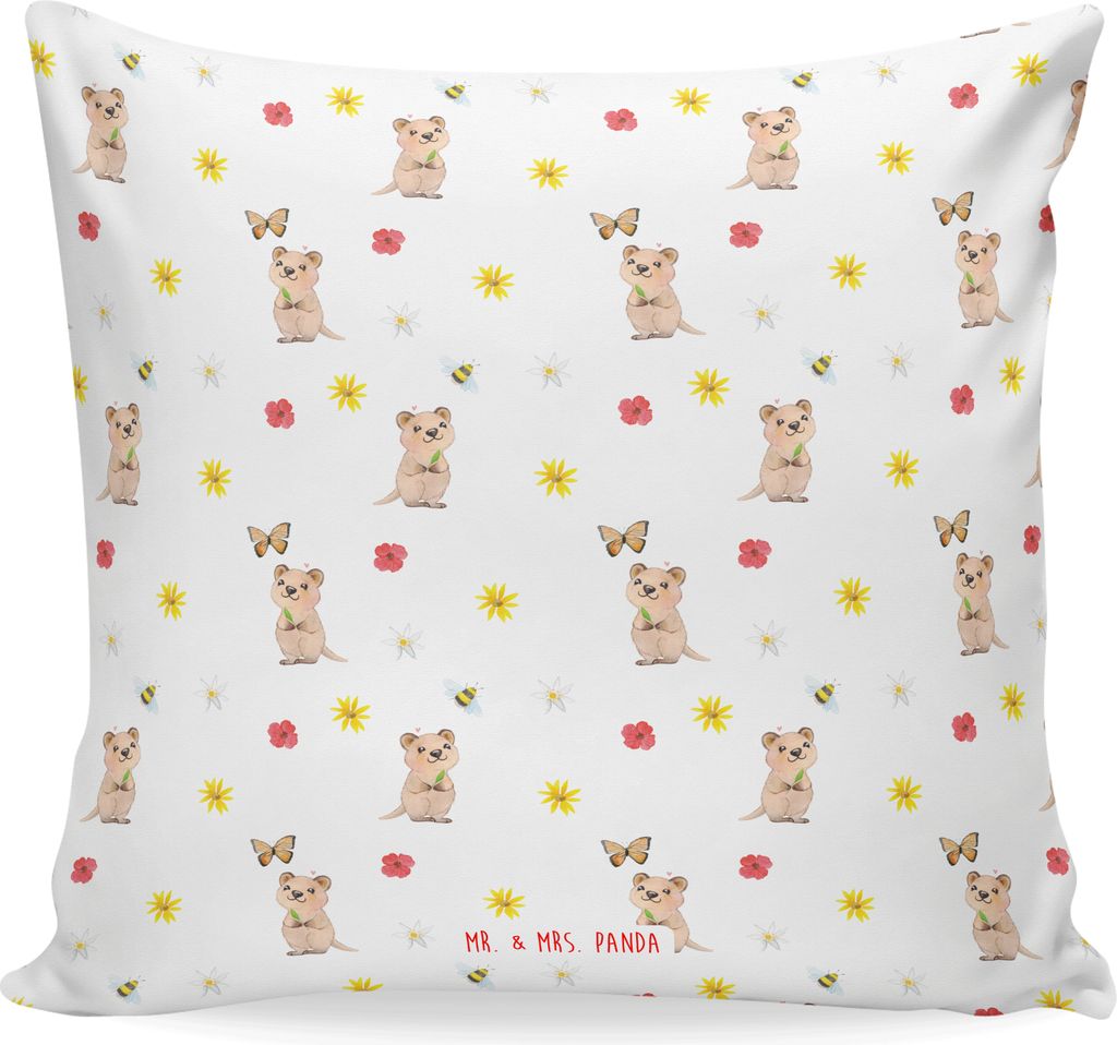 Mr. & Mrs. Panda kuschelkissen 40x40 Quokka Happy - Weiß - Geschenk, Deko Kissen, für couch, Lustige Sprüche, Lustiger Spruch, Niedliches Tier, ...