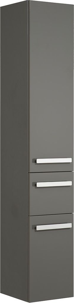 Hochschrank Badschrank Seitenschrank Beistellschrank Schrank Badmöbel "Maire I" Steingrau-Hochglanz