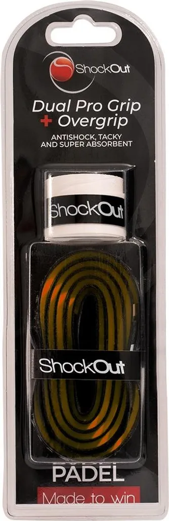 Dual Pro Grip avec Surgrip Shockout Noir et Orange pour Raquette Padel