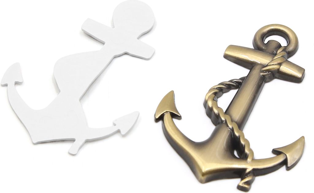 Autoaufkleber Emblem Metall Aufkleber 3D-Anker-Design Selbstklebender Anker-Aufkleber fš¹r Universalautos Kupferfarbe