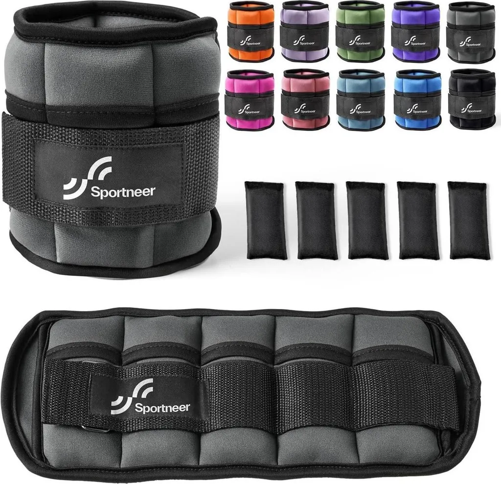 Poids de cheville réglable fitness gris foncé 0,45 à 2,25kg pack de 2