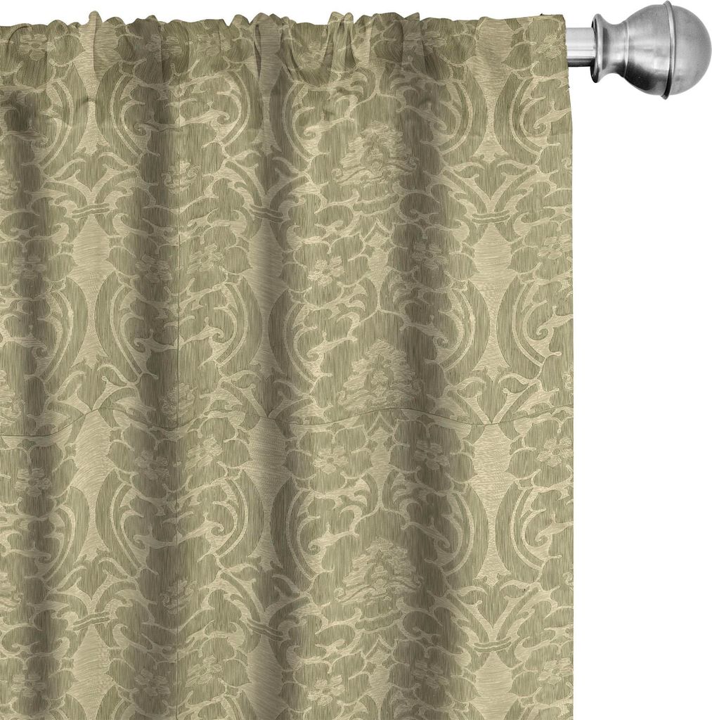 ABAKUHAUS Khaki Vorhänge, Gardinen, Vintage klassische Blumen Romantische Botany Dekorativer Damast Wiederholung, 2 Stück 75 x 245 cm, Pale Gelb ...