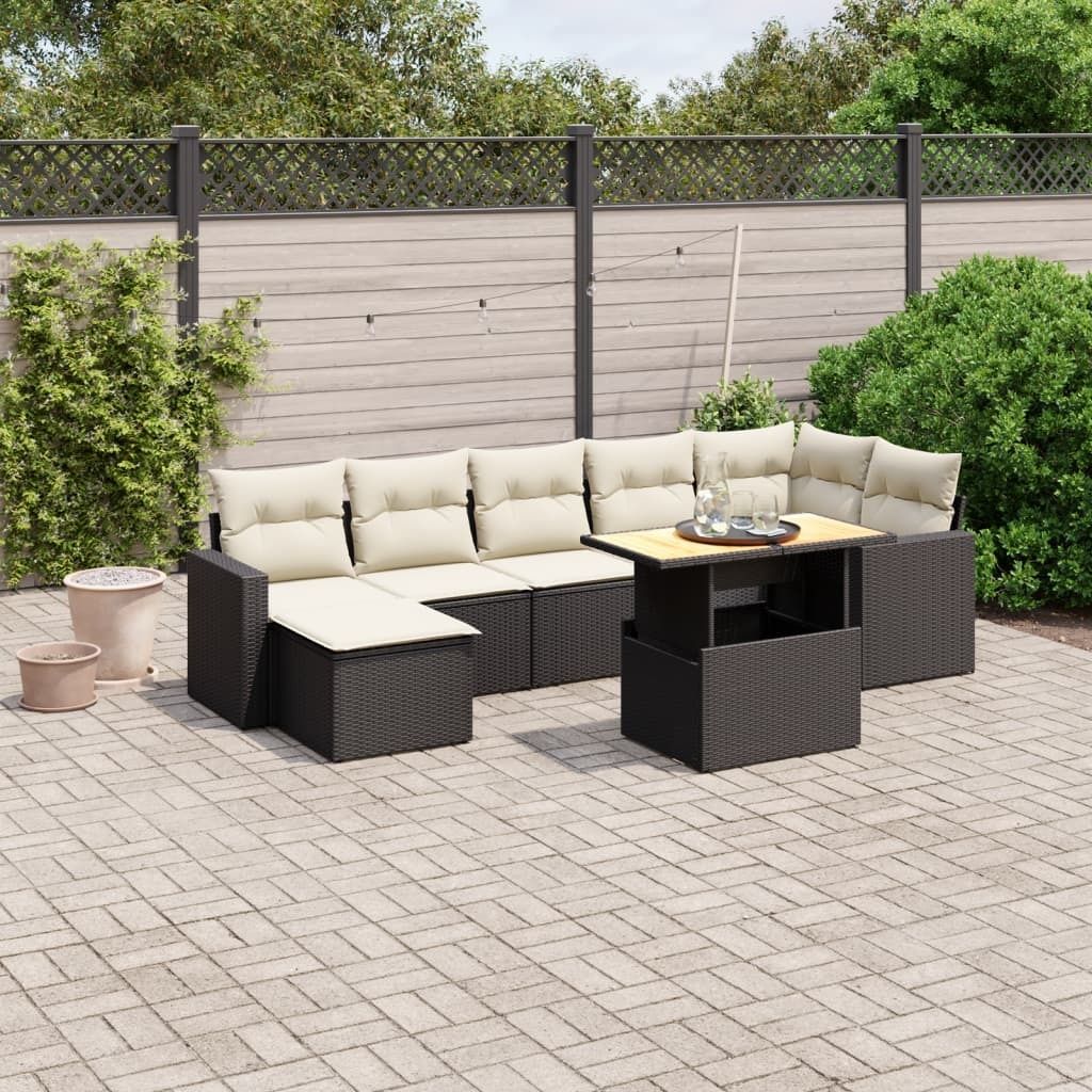 Design 8-tlg. Garten-Sofagarnitur mit Kissen Schwarz Poly Rattan, Gartenmöbel-Sets 2024 Neu