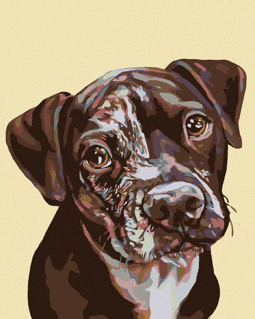 Zuty - Malen nach Zahlen - GEFLECKTER HUNDEWELPE, 40x50 cm, ohne Keilrahmen