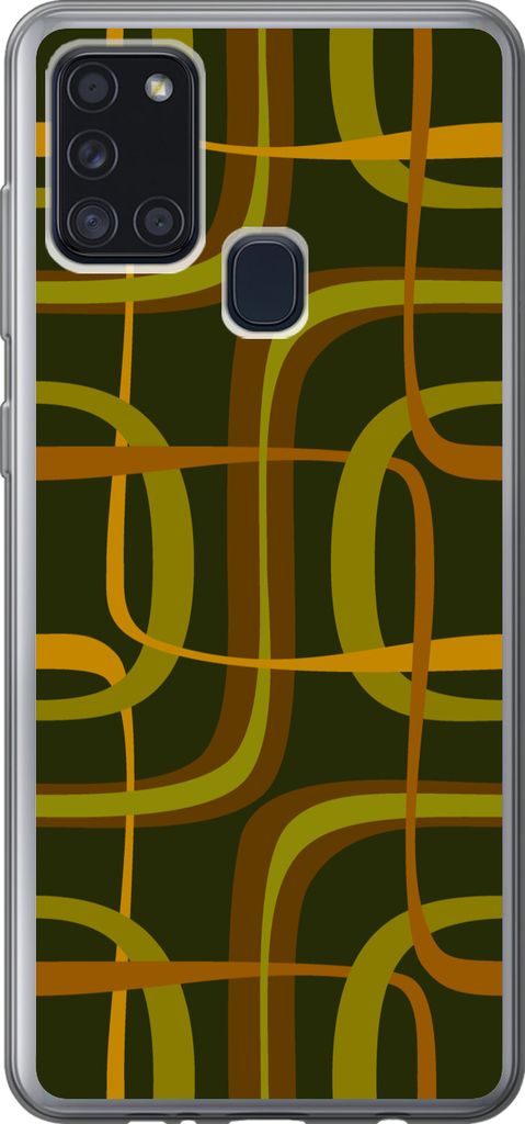 MuchoWow Handyhülle Schutzhülle Hülle für Telefoonhoesje Samsung Galaxy A21s 70er Jahre - Retro - Grün Silikon Softcase Handy Hülle - Harts...