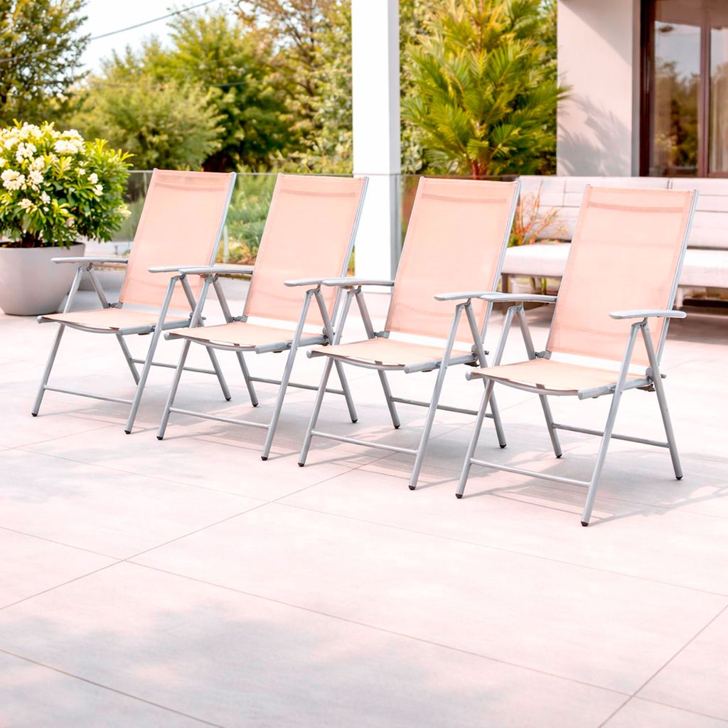 4er Set Garten Klappstuhl Aluminium - Textilen Produktbild 