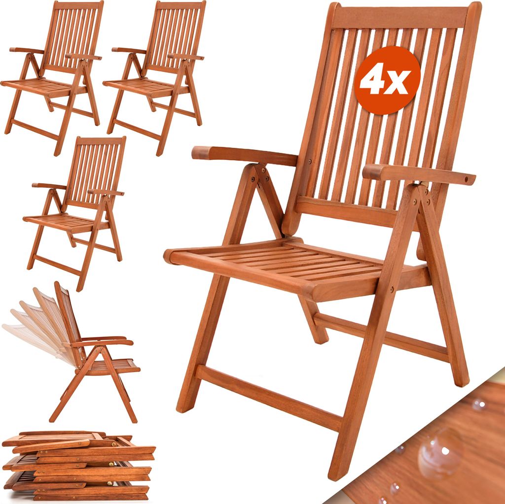 Set de 4 chaises pliantes Vanamo en bois d'eucalyptus Image du produit 