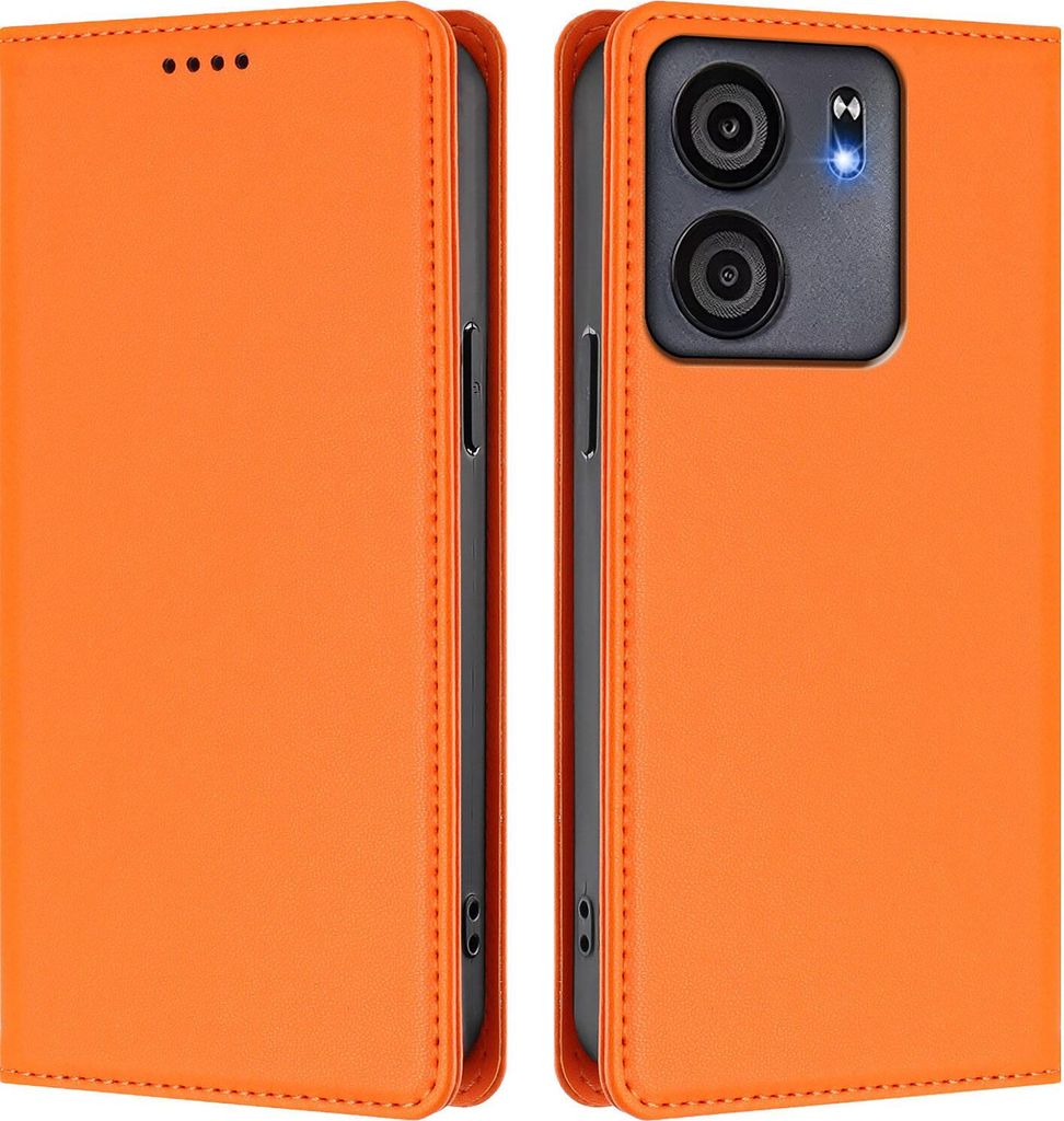 Handyhülle für BLU View 5, Kunstleder Klapphülle Stoßfeste Magnetische Hülle mit Ständer Orange