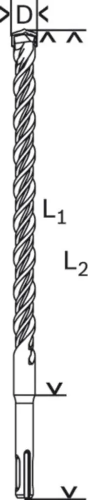 Punta per martello con SDS-Plus, a 4 spirali, diametro mm: 5,5, lunghezza utile / lunghezza totale mm: 200 / 260 - 7