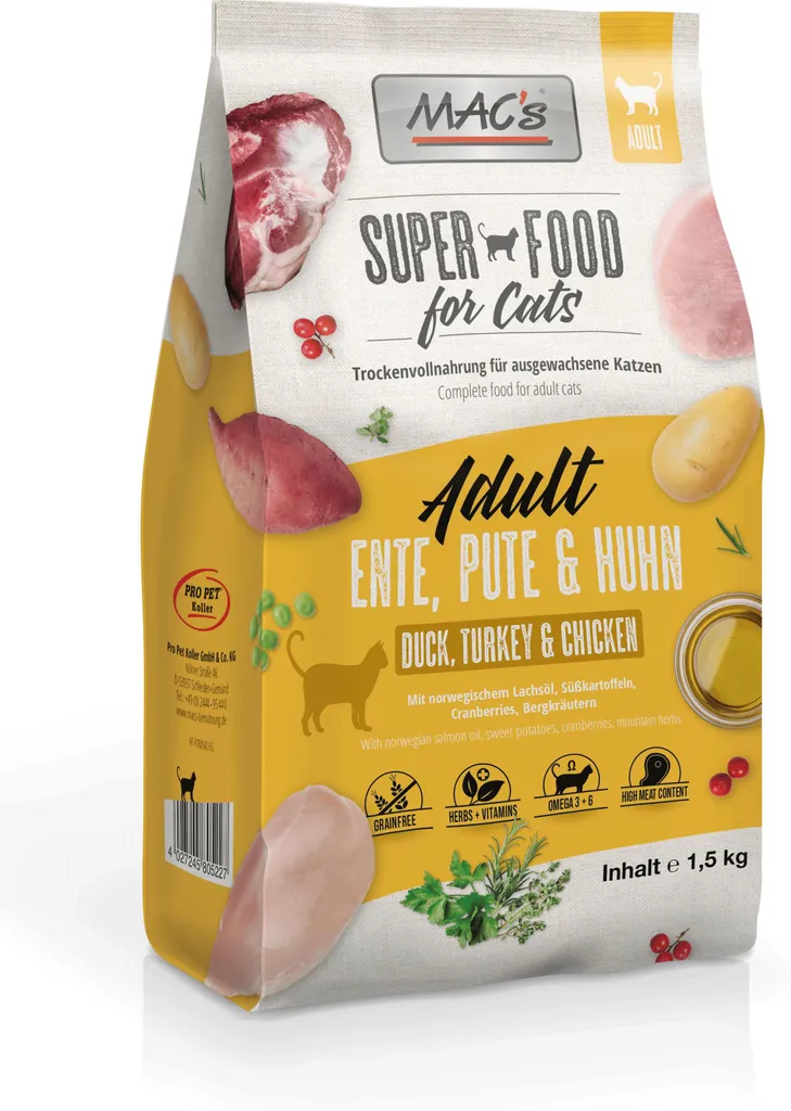 MAC's CAT Adult Anatra e Pollo 1.5kg | La Dieta Ancestrale del Gatto