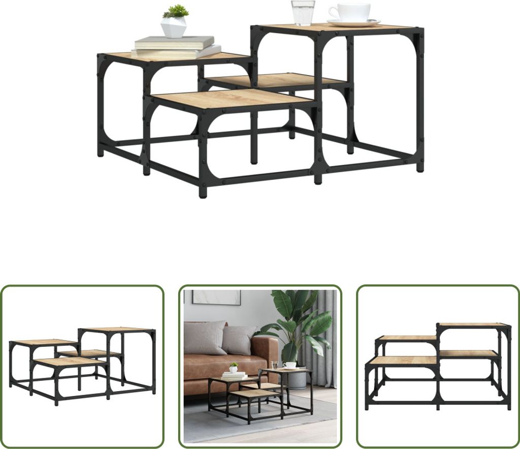 The Living Store Couchtisch Sonoma-Eiche 68x68x40 cm Holzwerkstoff