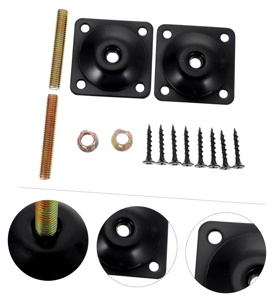 Stabile Holzbeine Montageplatten für Möbel, Sofa und Tischbeine mit Montagebolzen und Schrauben, einfache Installation, Schwarz