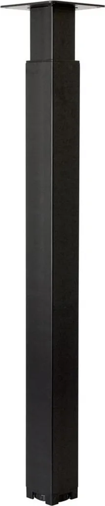 Pied de table réglable carré noir acier pour corriger les sols 70cm