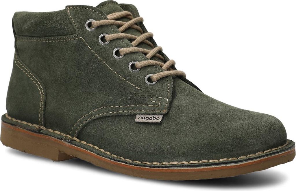 nagaba Boots Herren Stiefel Welourschuhe Leder, Herrenstiefeletten, Khaki, 45