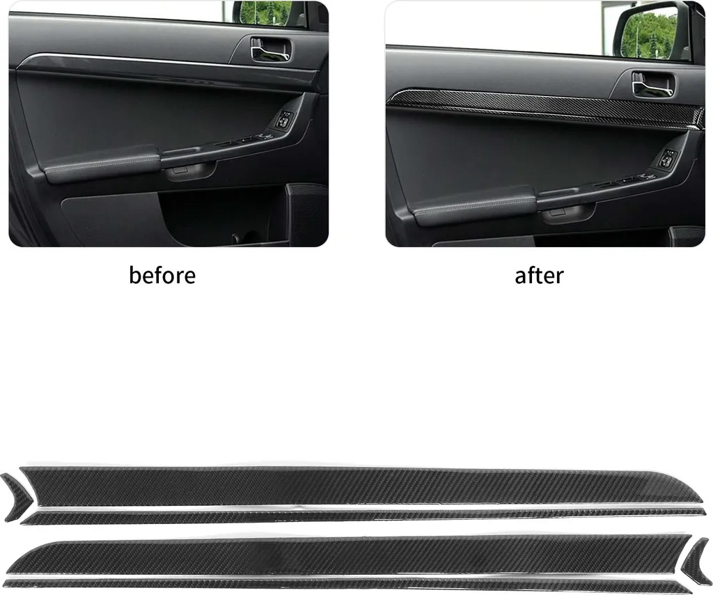 Habillage Intérieur de Porte en Carbone Mitsubishi Lancer 2008 à 2016