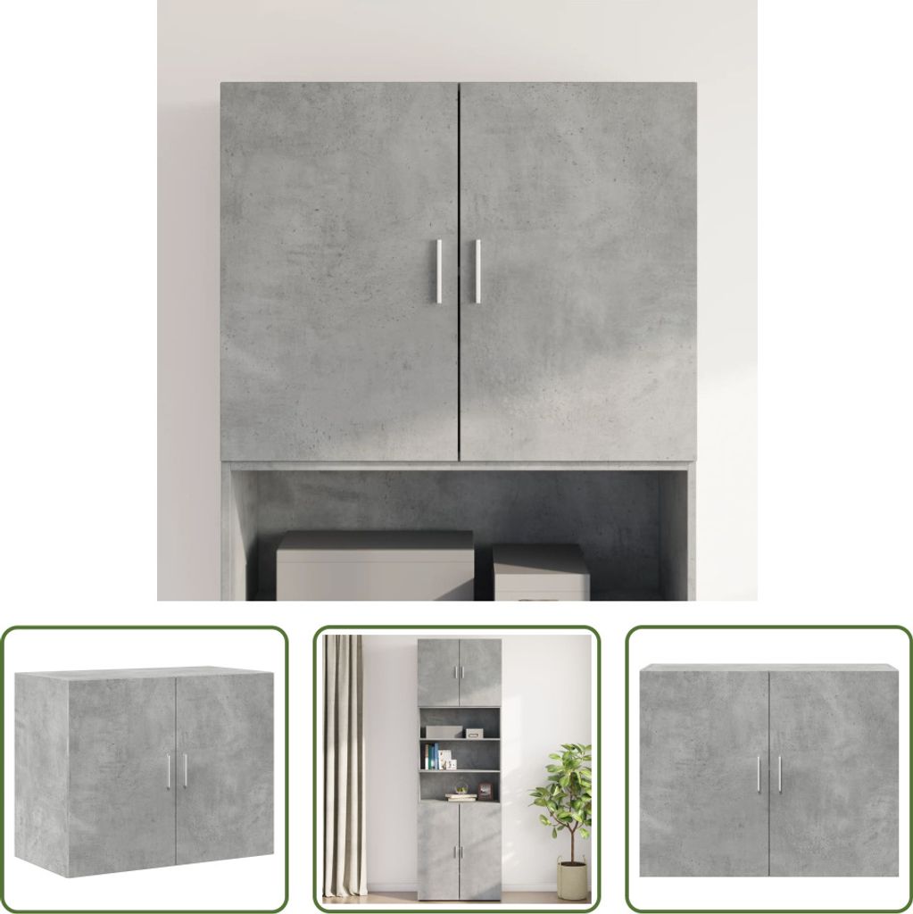 The Living Store Wandschrank Betongrau 80x42,5x64 cm Holzwerkstoff