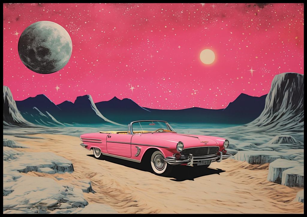 Plakat 100x70cm Cabrio Im Weltraum