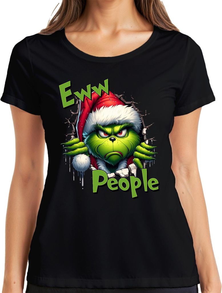 Eww People Grinch Weihnachtsmuffel grimmig lustig Geschenk Damen T-Shirt, Schwarz, 3XL