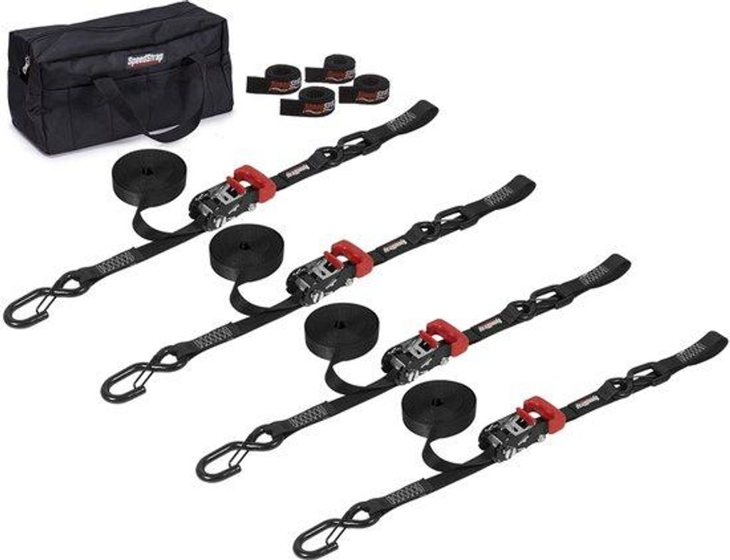 Speedstrap 25 mm Heavy Duty KIT, Ratlenker, S-Haken und Schlaufe, 450 cm, schwarz