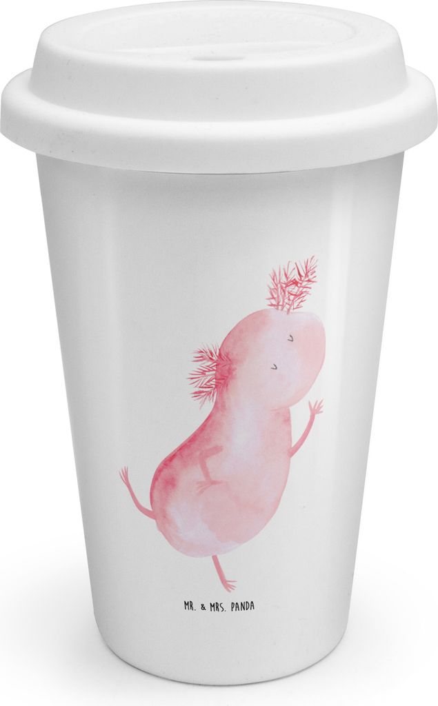 Mr. & Mrs. Panda Thermobecher Axolotl Tanzen - Weiß - Geschenk, ToGo Kaffeebecher, Coffee To Go Becher, kaffee, Freudig, gut Gelaunt, Mehrwegbeche...
