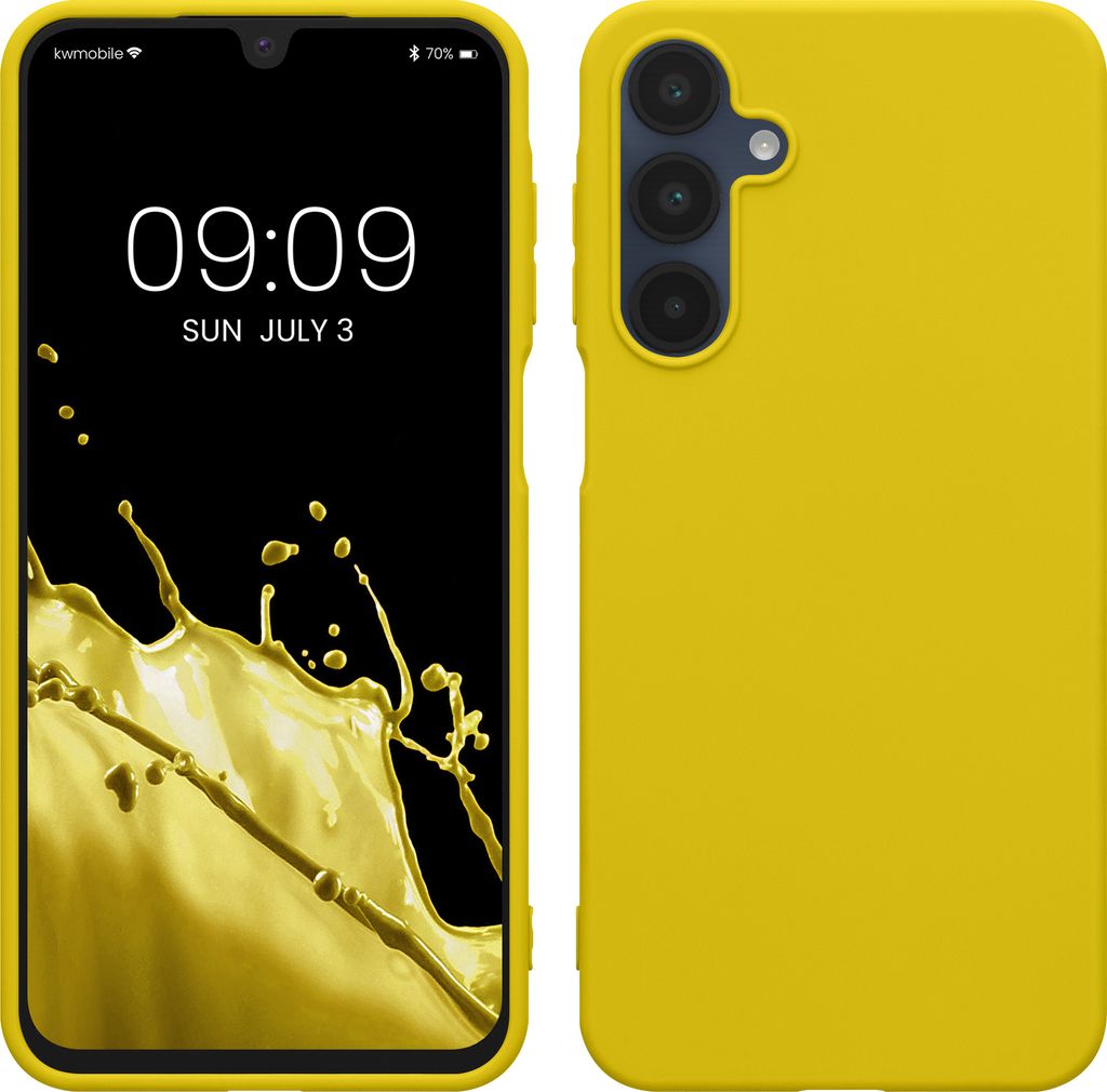 kwmobile Hülle kompatibel mit Samsung Galaxy A16 5G Hülle - weiches TPU Silikon Case - Cover geeignet für kabelloses Laden - Strahlend Gelb