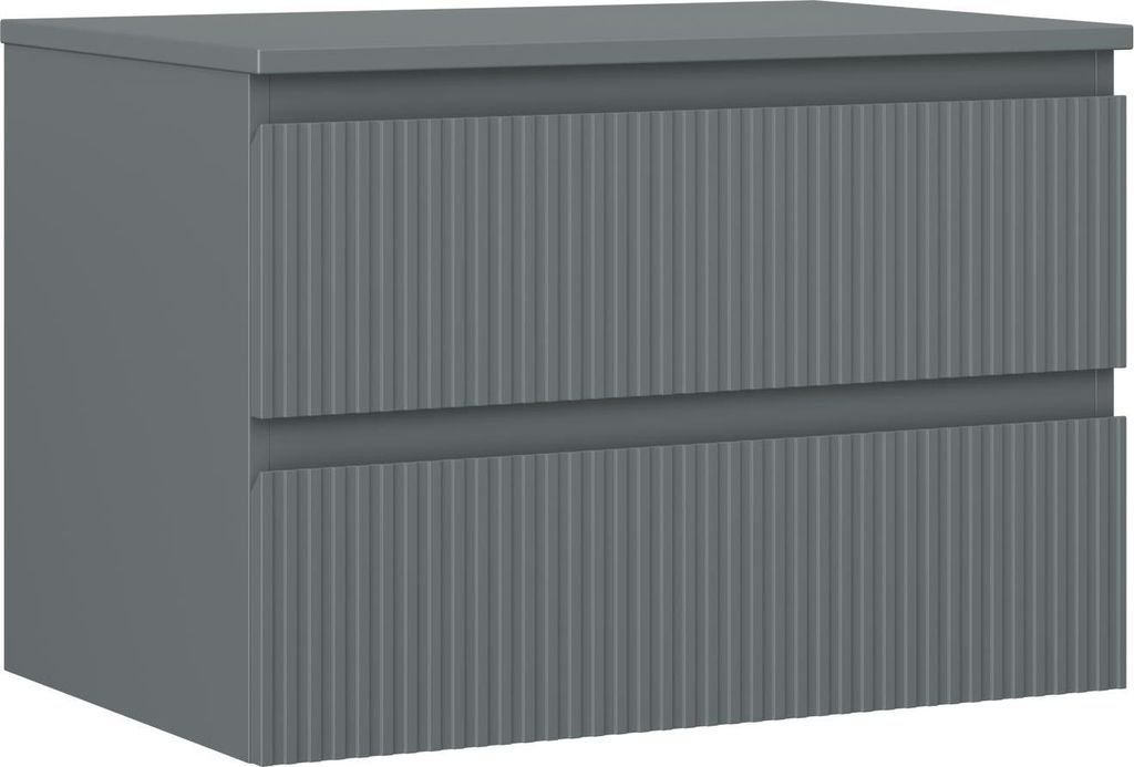 Mexen Rivel Badezimmerunterschrank 70 cm mit Arbeitsplatte, 2 Schubladen, geriffelt, Graphit matt - 91A20-07047-2-BFFC66
