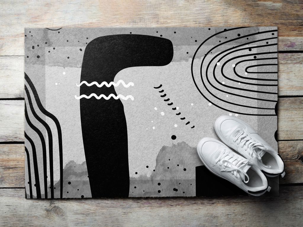 Fußmatte Aussen - Schuhmatte Haustür- Schmutzfangmatte Türvorleger - Outdoor Teppich Schmutzfänger - 90x60 cm - Geometrische Motive