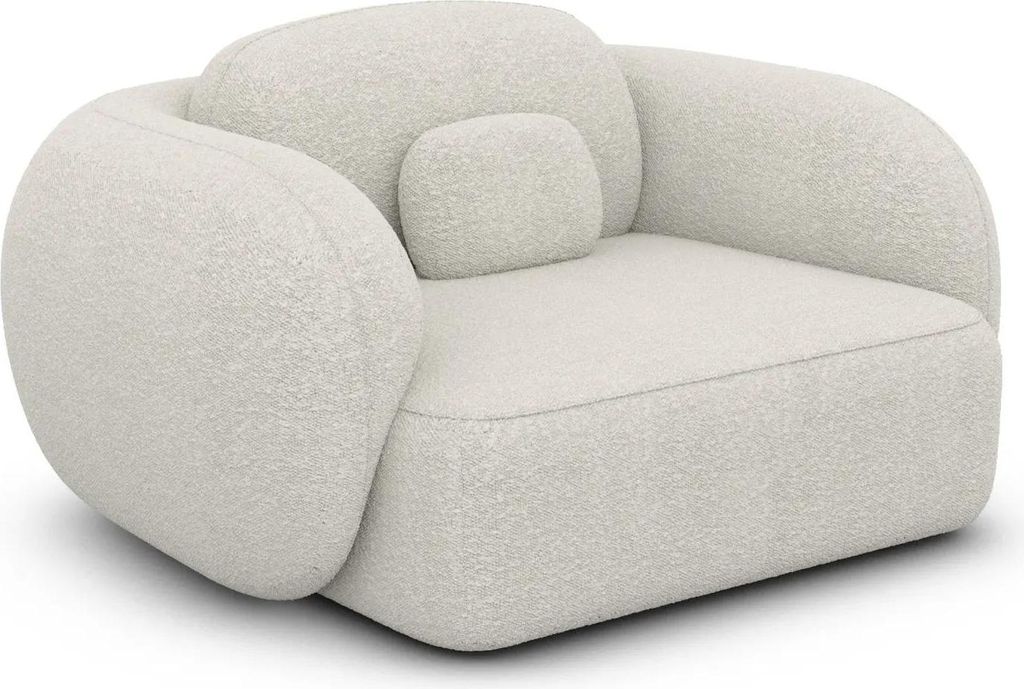 Bouclé Sessel Mira Weiß