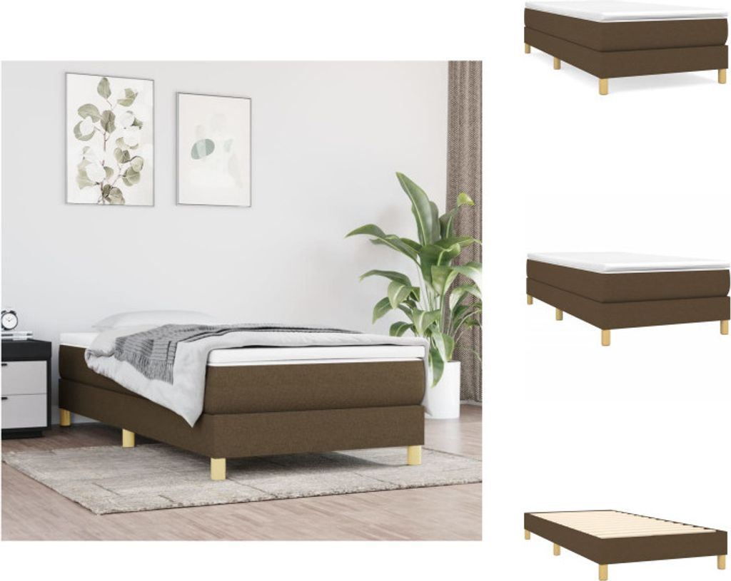 vidaXL Boxspringbett mit Matratze Dunkelbraun 80x200 cm Stoff - Betten & Bettgestelle