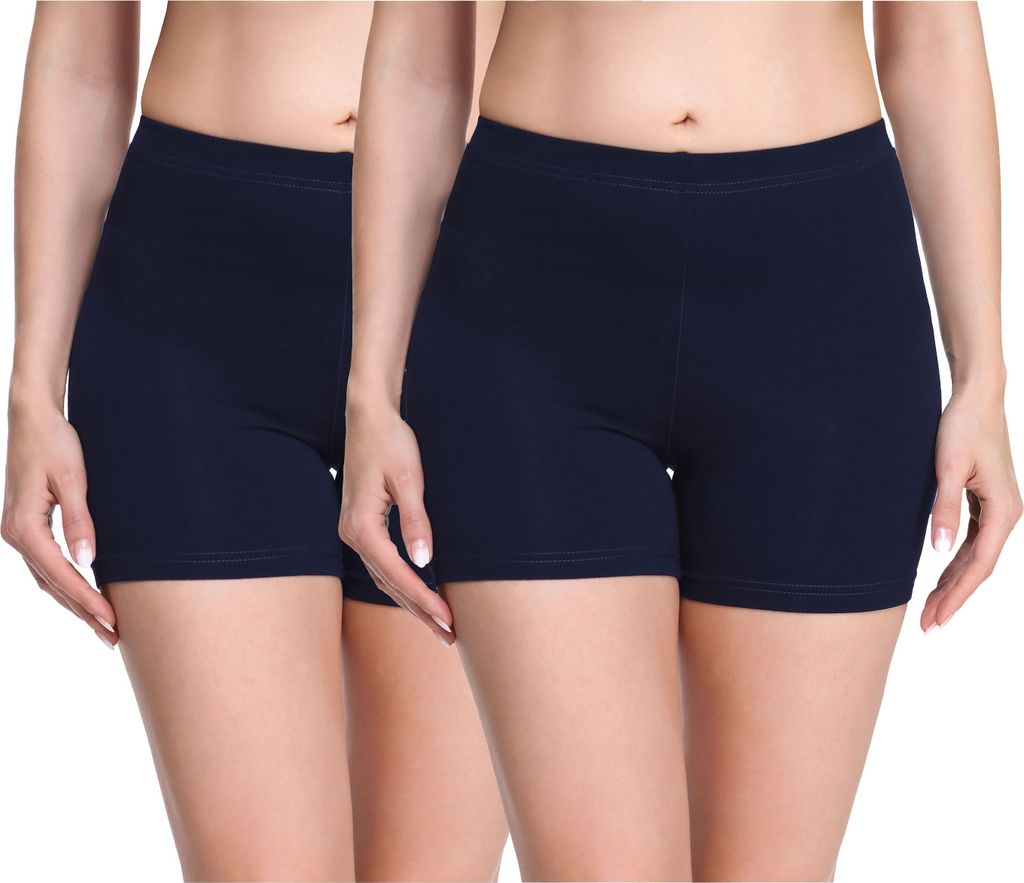 Merry Style Damen Shorts Radlerhose Boxershorts aus Viskose 2Pack MS10-283(Marineblau/Marineblau (2Pack), L)