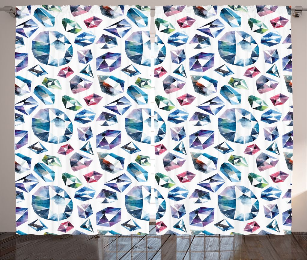 ABAKUHAUS Aquarell Rustikaler Gardine, Diamant Gems Braut, Schlafzimmer Kräuselband Vorhang mit Schlaufen und Haken, 280 x 175 cm, Mehrfarbig