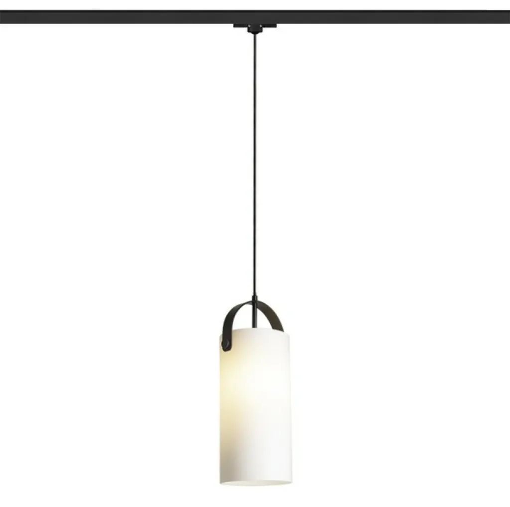 Suspension E27 Julietta 31 en verre opale et noir pour rail triple 230V