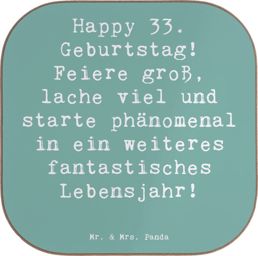 Mr. & Mrs. Panda Untersetzer für Gläser Spruch 33. Geburtstag - Meeresbrise - Geschenk, unvergessliche Erinnerungen, Coaster, Tischuntersetzer, T...