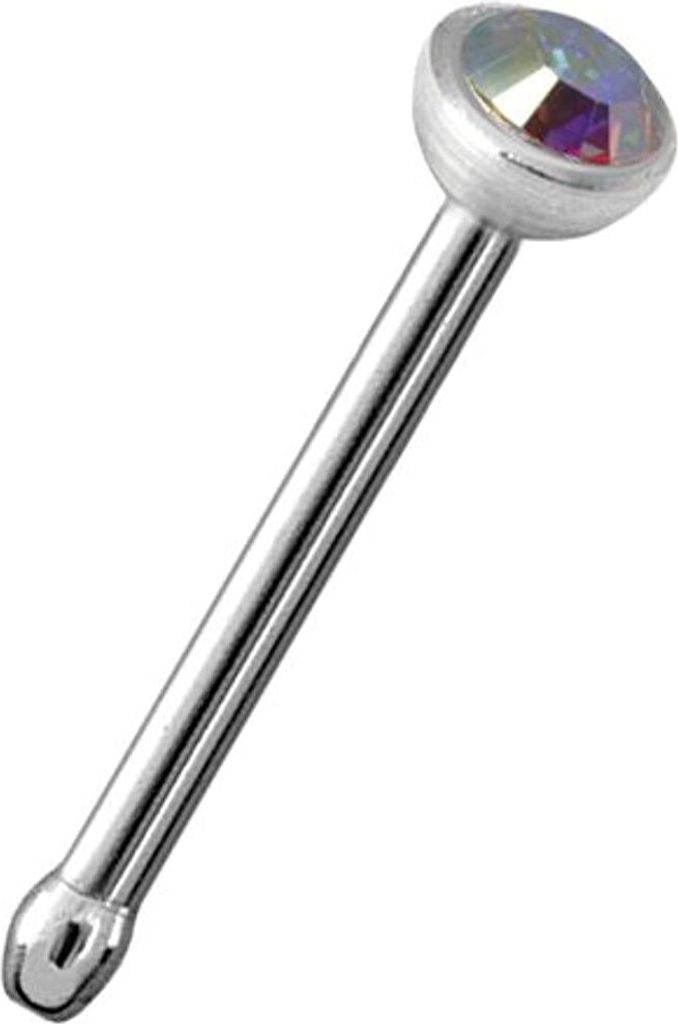 Karisma Nasenpiercing Titan G23 Gerade Mit Kristall Elements 0,8mm Nasenstecker - Rainbow