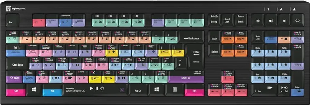 Clavier USB AZERTY Logickeyboard Astra 2 - Adobe After Effects CC Noir