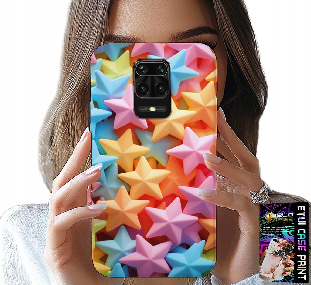 Hülle Für Xiaomi Note 9 Pro / 9S - Farbige Sterne Sternhülle + Folie