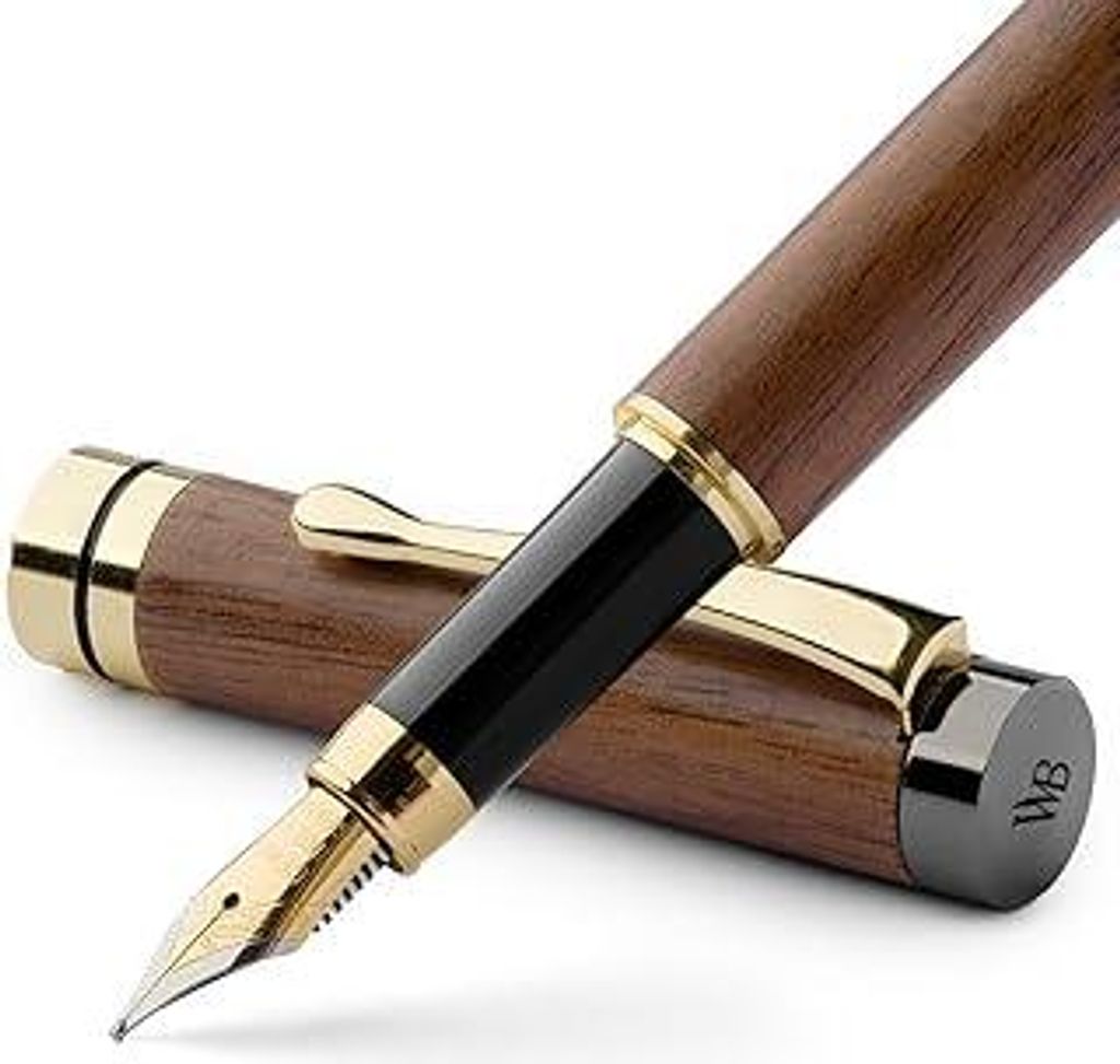 Füllfederhalter Set, Premium Bambusholz - Mittlere Feder, Geschenketui, Enthält 6 Tintenpatronen, Tinten Nachfüll Konverter - Journaling, Kallig...