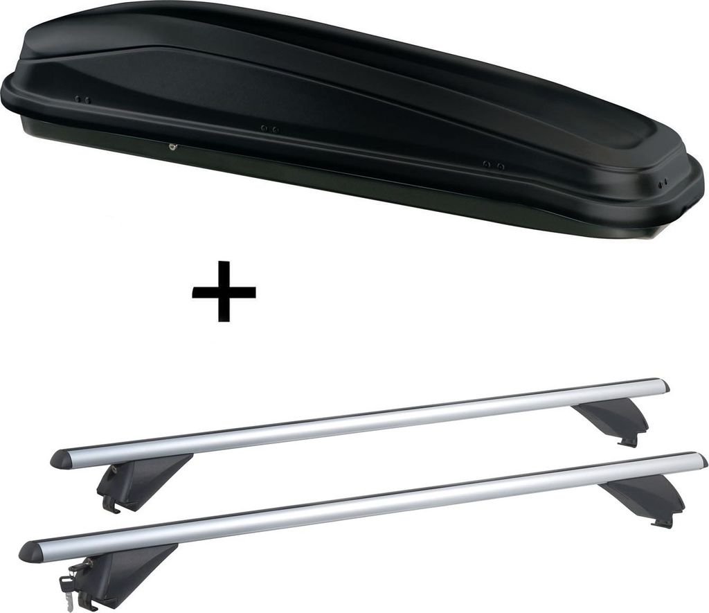 Dachbox JUEASY300 300 Liter schwarz + Alu Dachträger RB003 kompatibel mit für Opel Zafira II (5Türer) 2007-2014