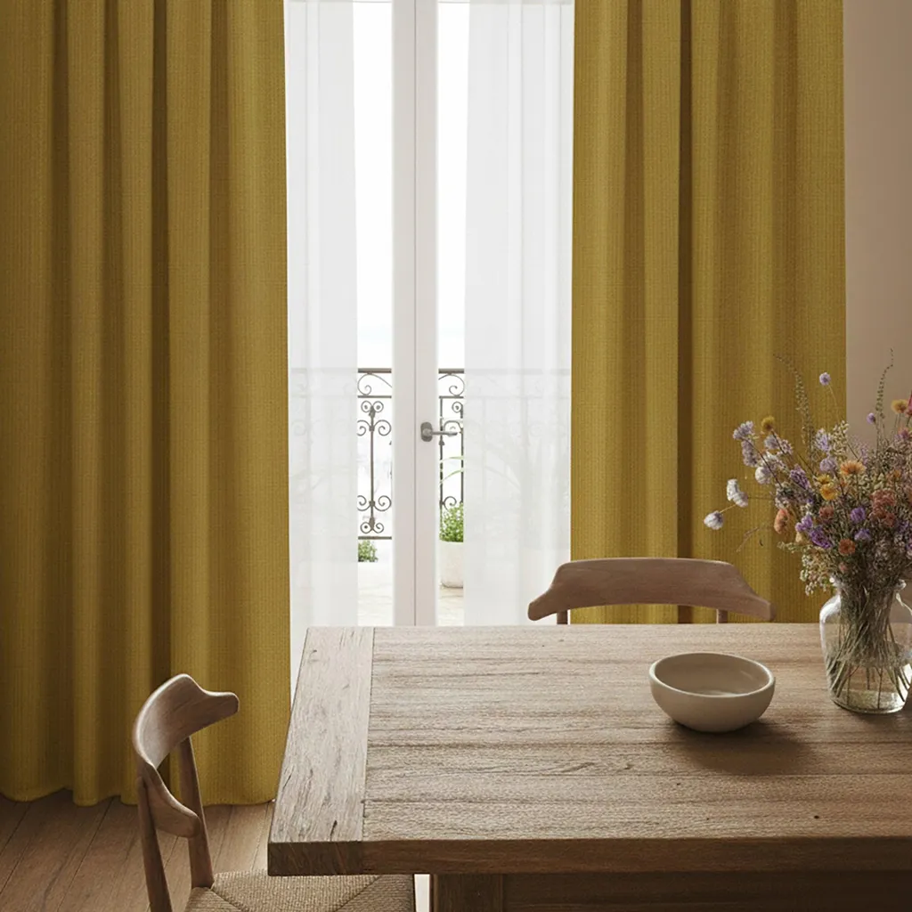 Rideau Solace Jaune Moutarde 140x270 cm pour Habiller une Haute Fenêtre