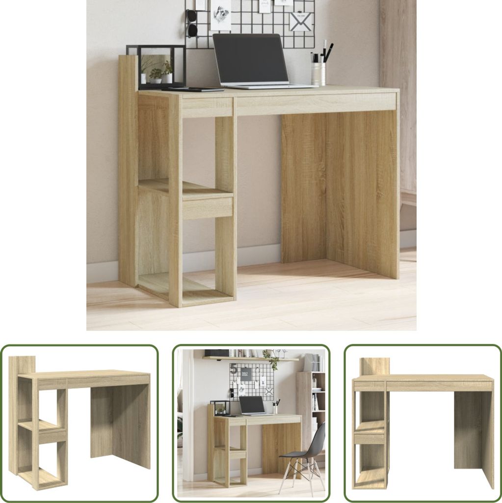 The Living Store Schreibtisch Sonoma-Eiche 103,5x56,5x94 cm Holzwerkstoff