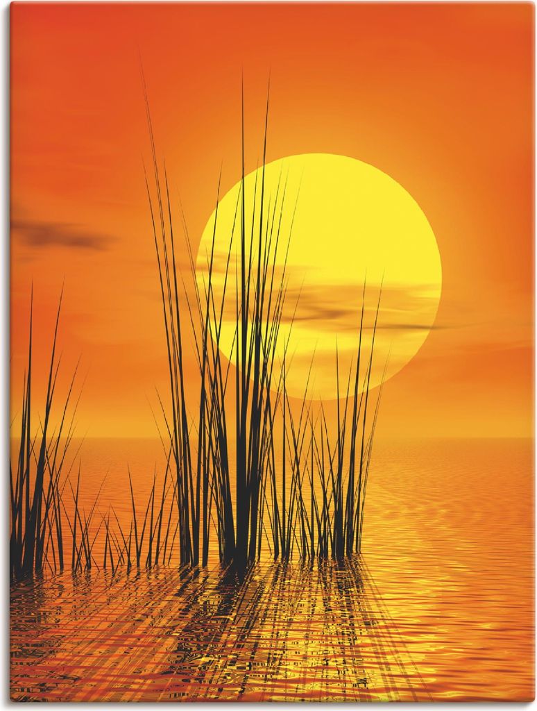 ARTland Leinwandbild Sonnenuntergang mit Schilf Größe: 45x60 cm