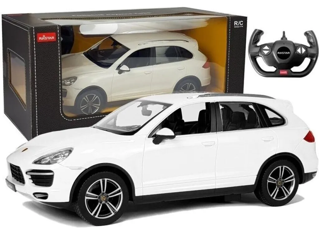 Véhicule radiocommandé Porsche Cayenne Turbo Rastar 1/14 Blanc Haute Fidélité